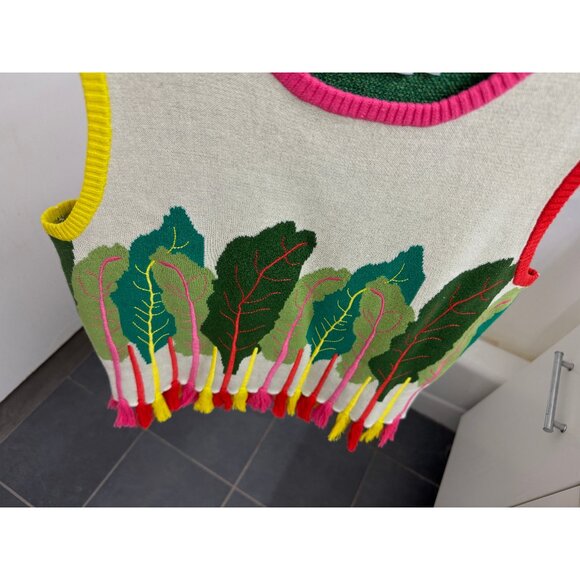 Rachel Antonoff Rainbow Chard Shell Sweater Tank Vest Cropped Lettuce Leaf L - Picture 6 of 12
